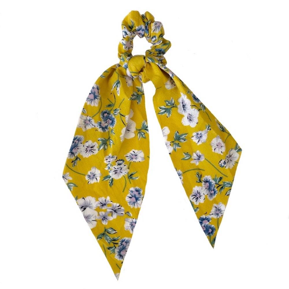 🆕 yellow floral scrunchie with hair scarf